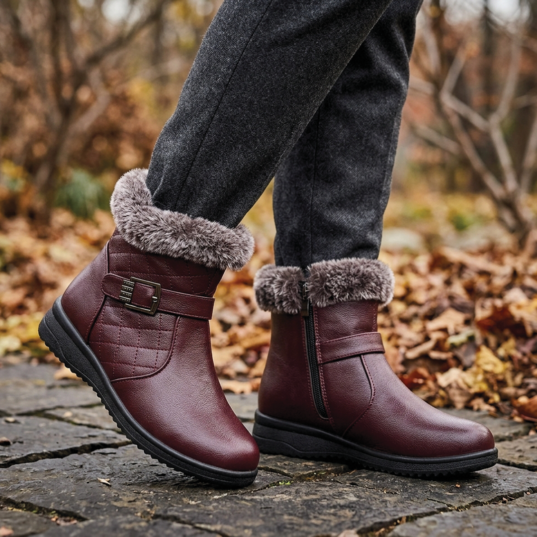Orthopädische Winterstiefeletten mit Fellbesatz für Damen