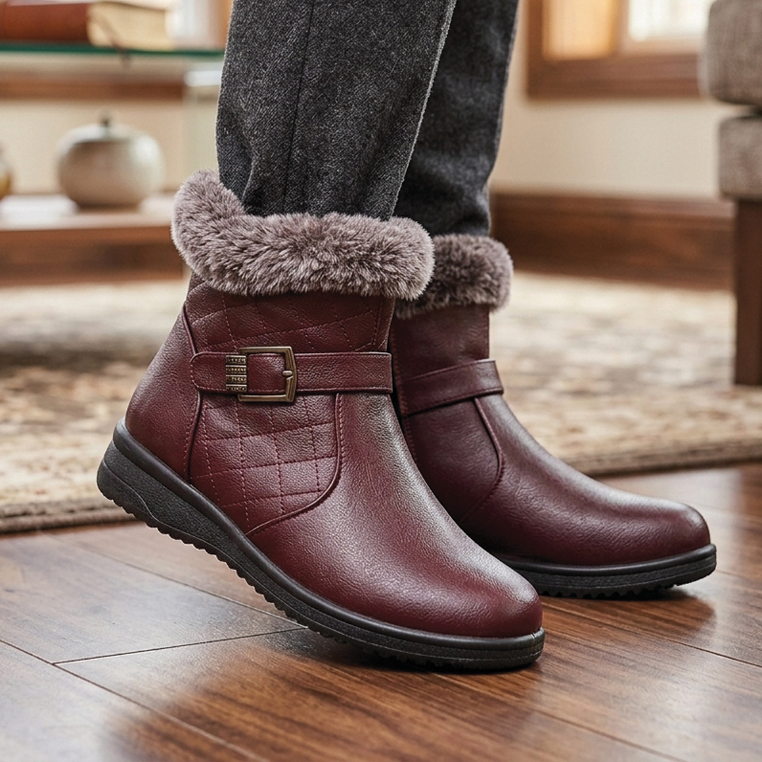 Orthopädische Winterstiefeletten mit Fellbesatz für Damen