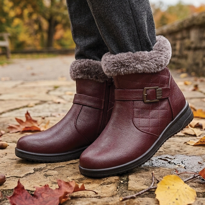 Orthopädische Winterstiefeletten mit Fellbesatz für Damen