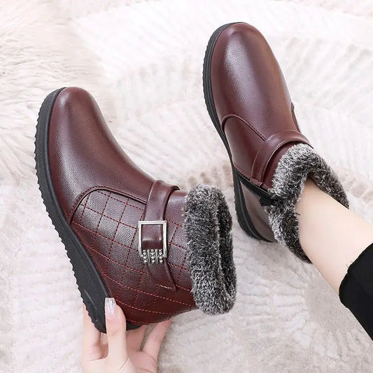 Orthopädische Winterstiefeletten mit Fellbesatz für Damen